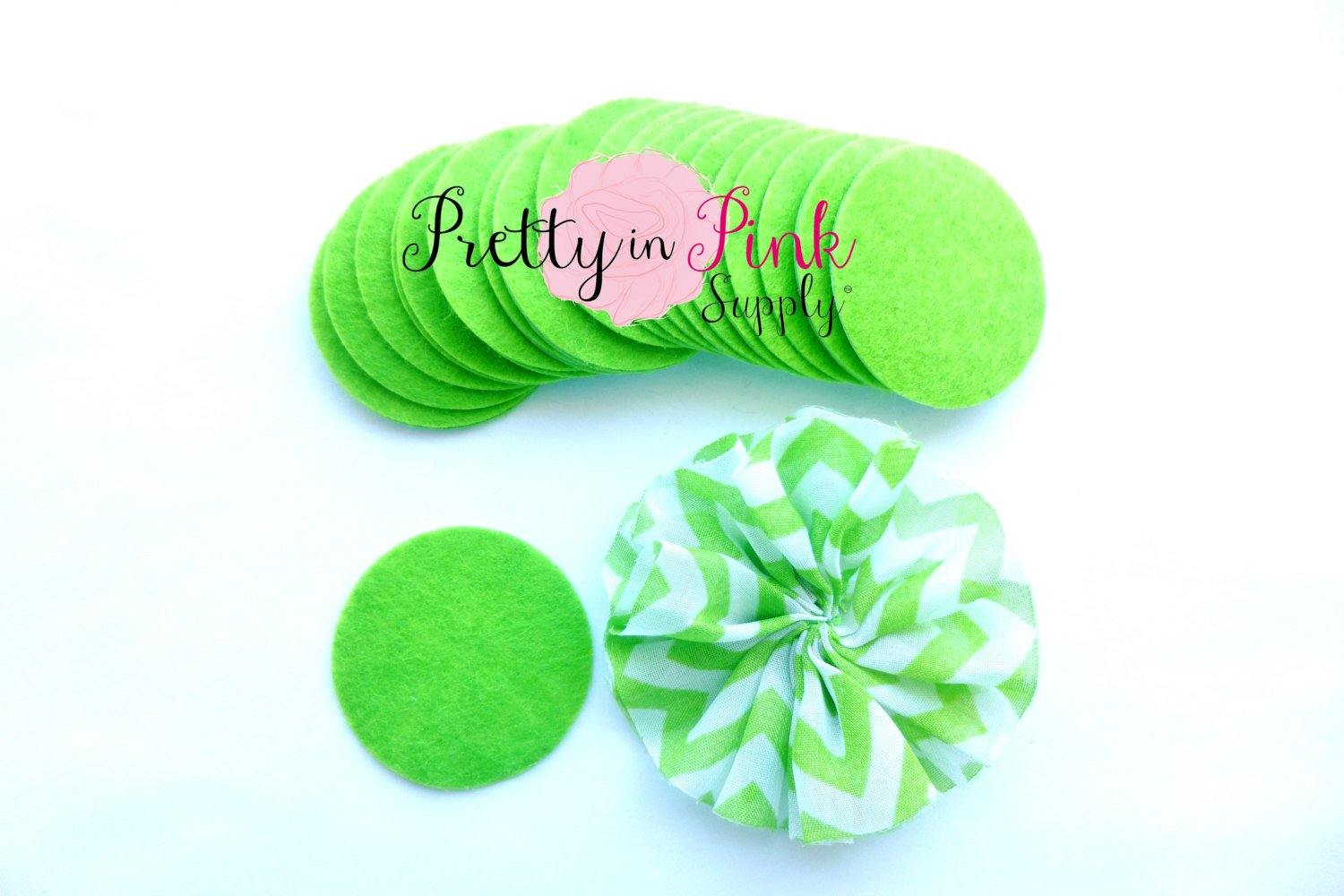 1.5" Lime Green Felt Circles- Self Adhesive - Pretty in Pink Supply
