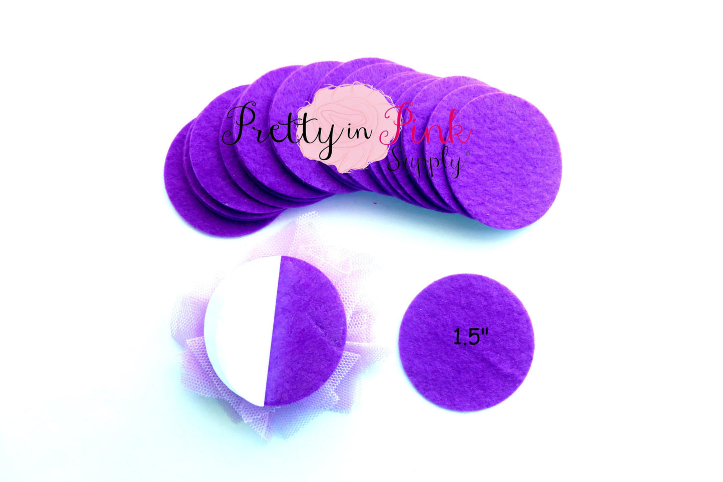 1.5" Purple Felt Circles- Self Adhesive - Pretty in Pink Supply