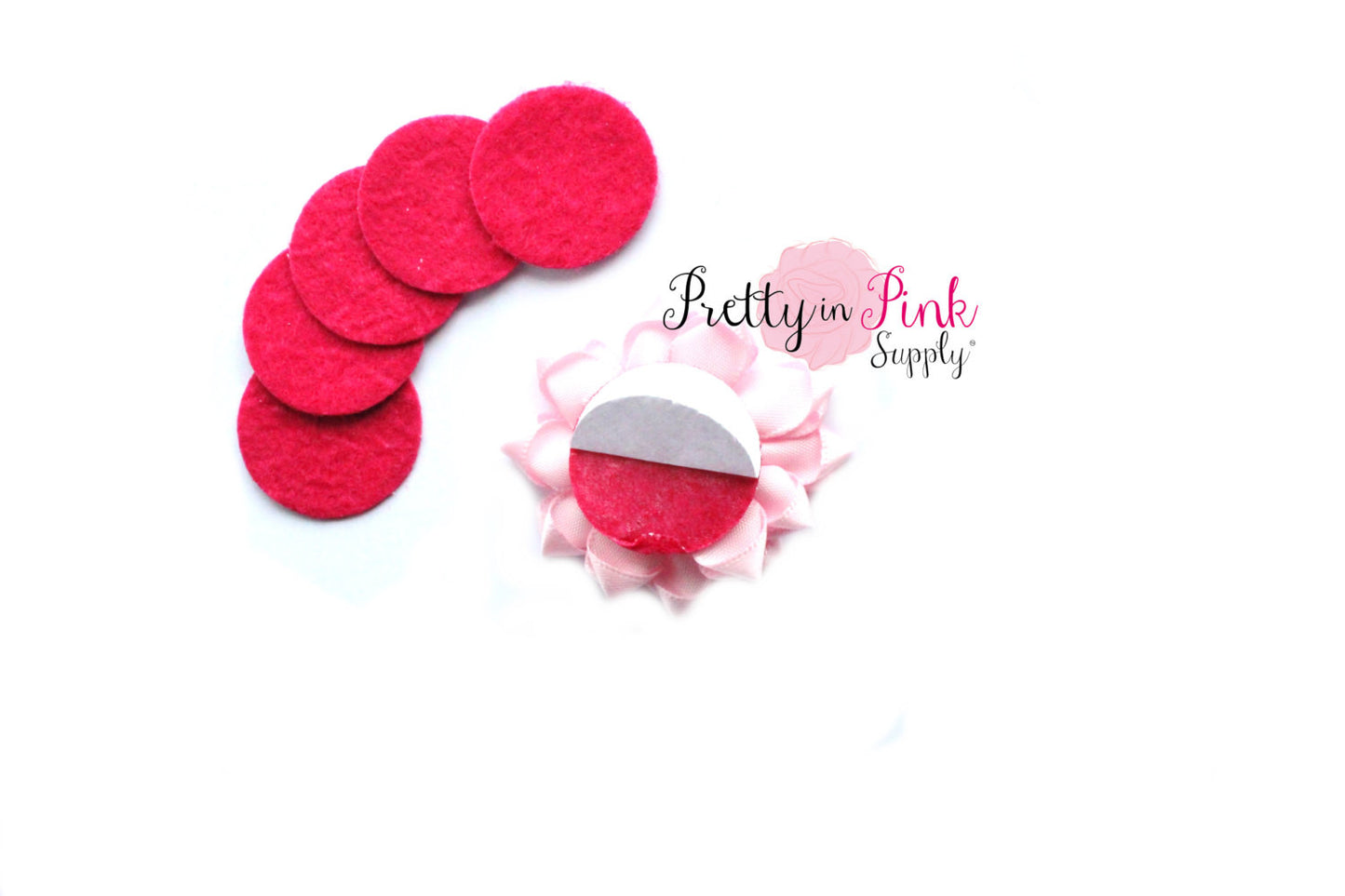Mini 1" Hot Pink Felt Circles- Self Adhesive - Pretty in Pink Supply