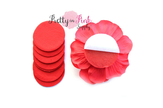 Large 2" Red Felt Circles- Self Adhesive - Pretty in Pink Supply
