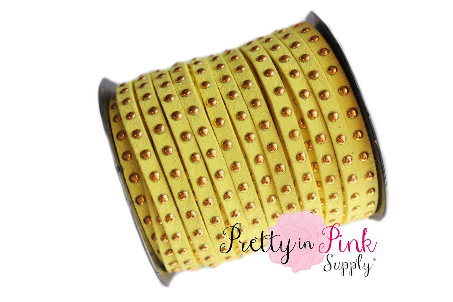 Yellow Faux Suede Gold Studded Cord - Pretty in Pink Supply