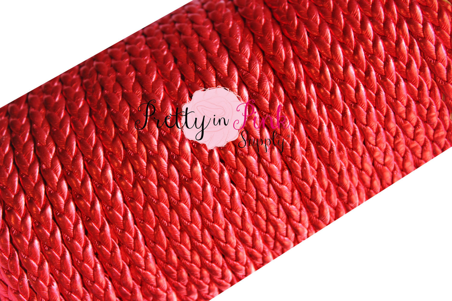 Red Metallic Braided Leather Cord - Pretty in Pink Supply