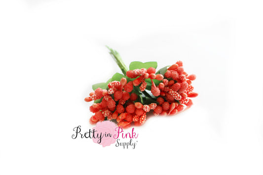 Dark Orange Frosted Berry Bead Stems - Pretty in Pink Supply