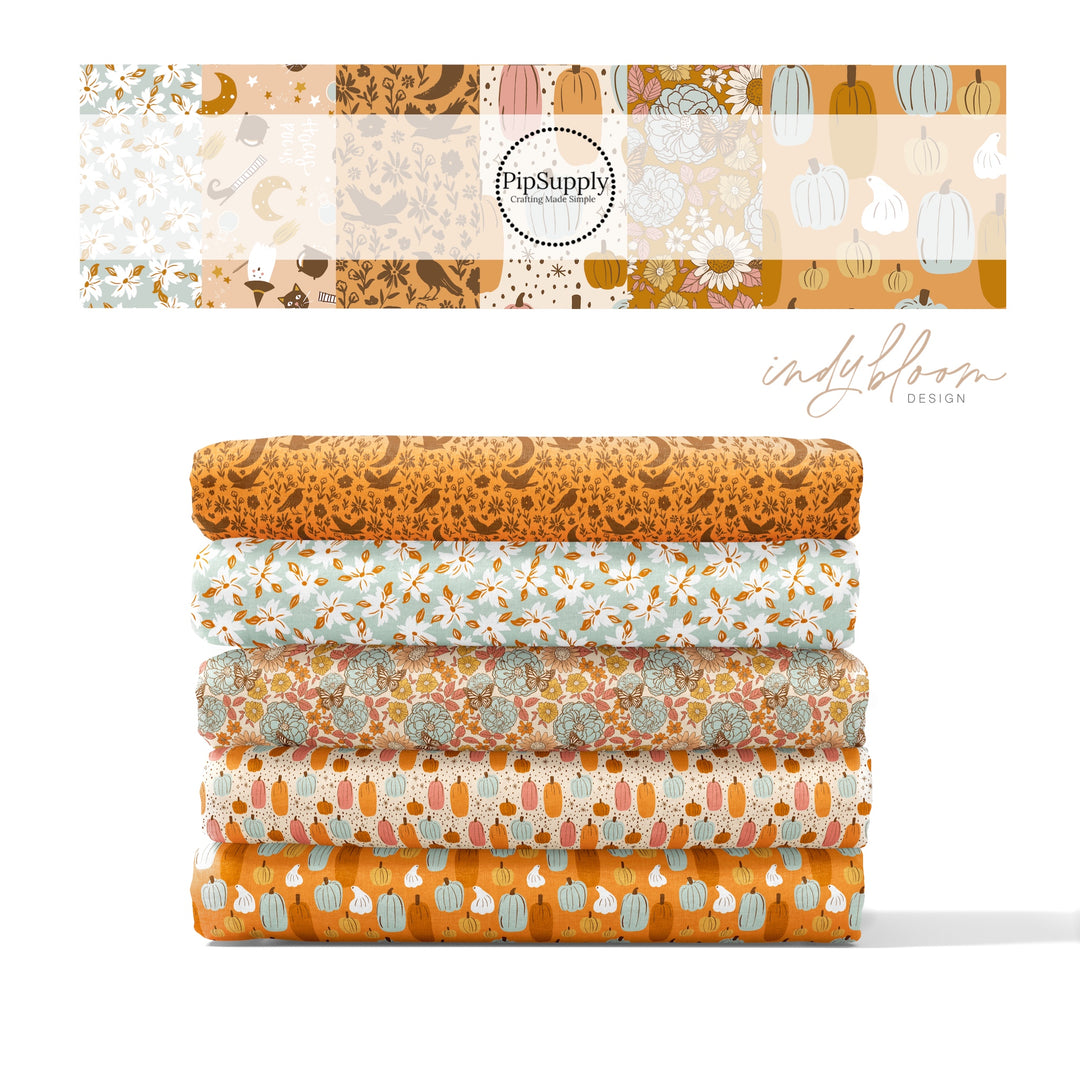 Floral Fields and Pumpkins | Indy Bloom | Fabric By The Yard