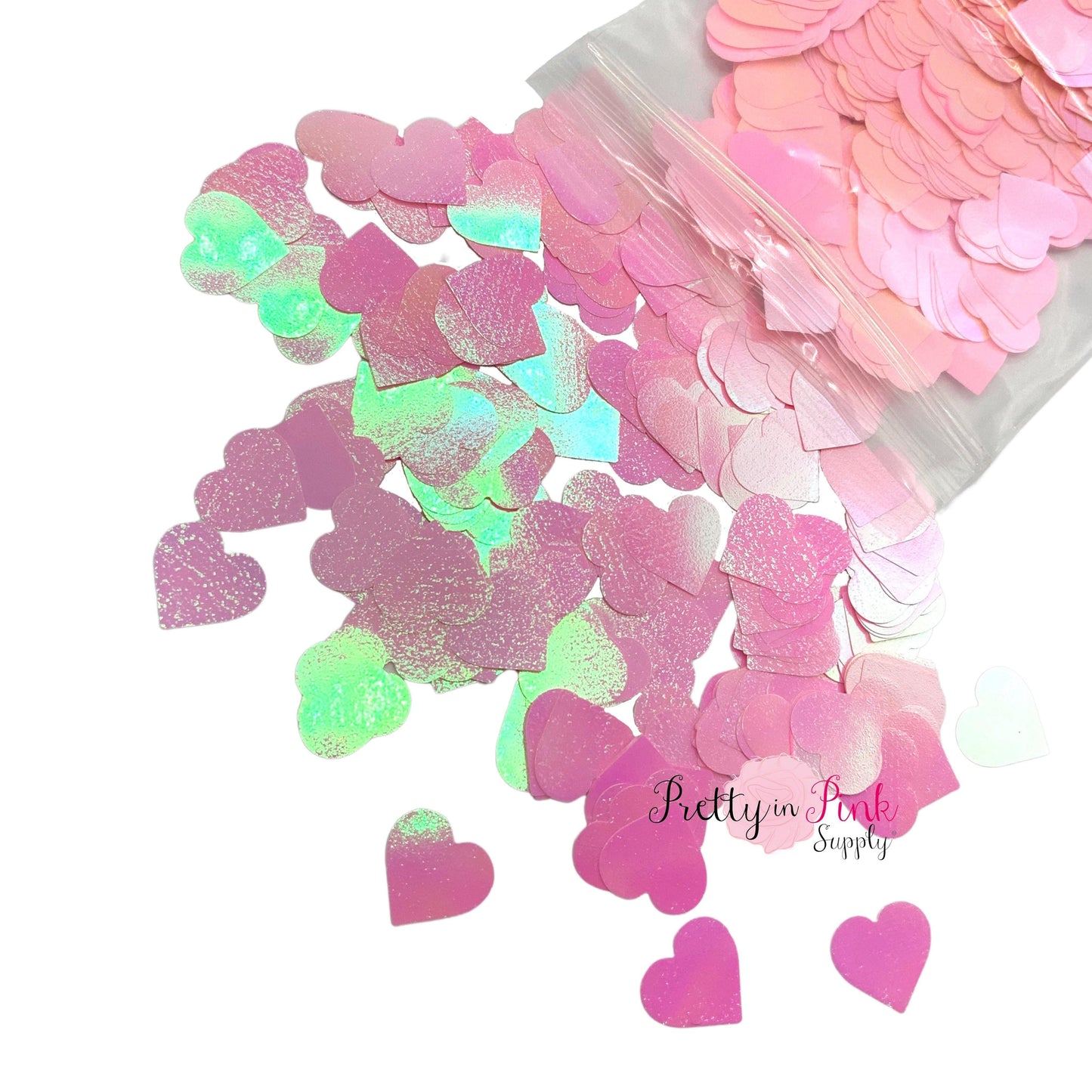 Pink Heart Confetti | 1/2 oz. Loose Glitter - Pretty in Pink Supply