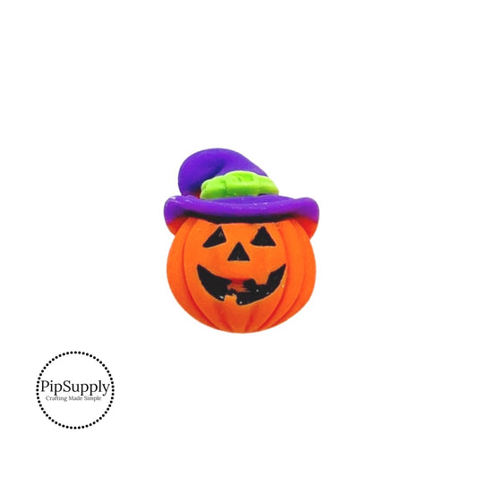 Pumpkin with Hat Flat-back Resin