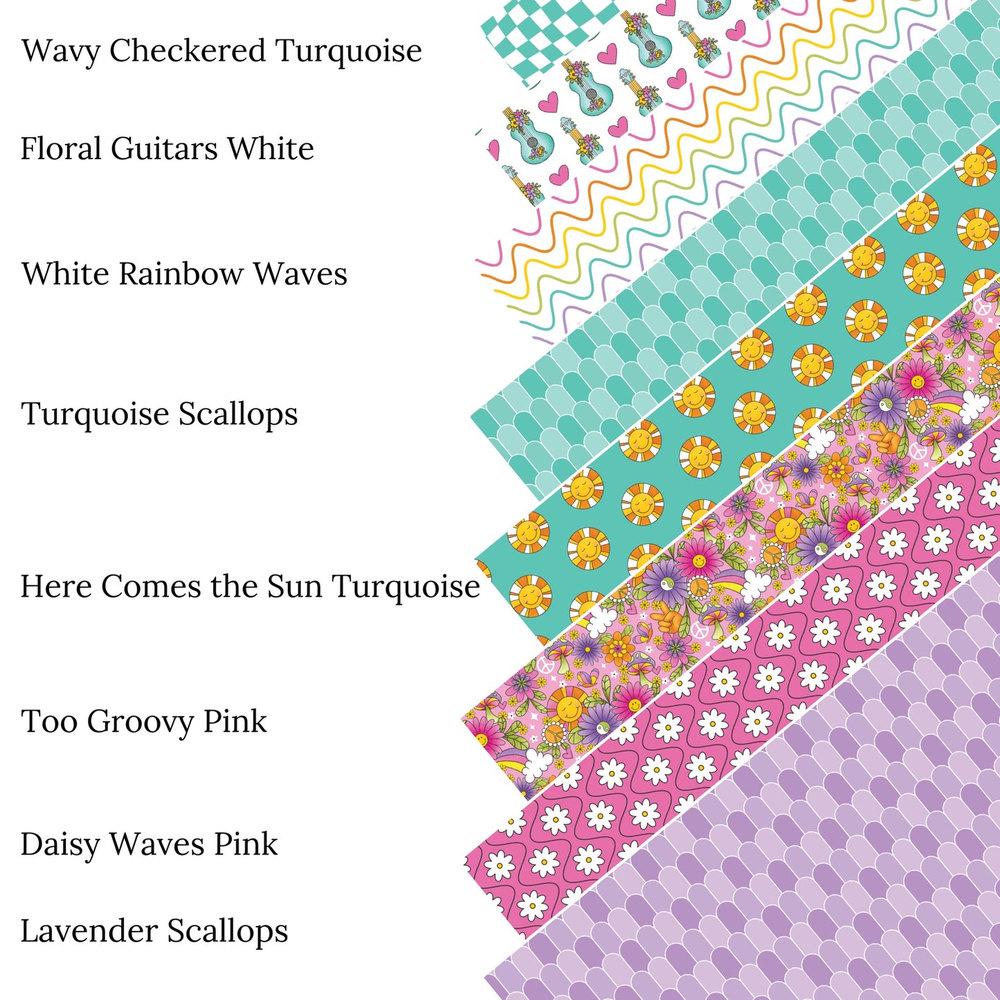 Floral Guitars Pink Faux Leather Sheets