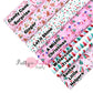 Labeled all available merry and bright Pink Christmas patterned faux leather sheets.