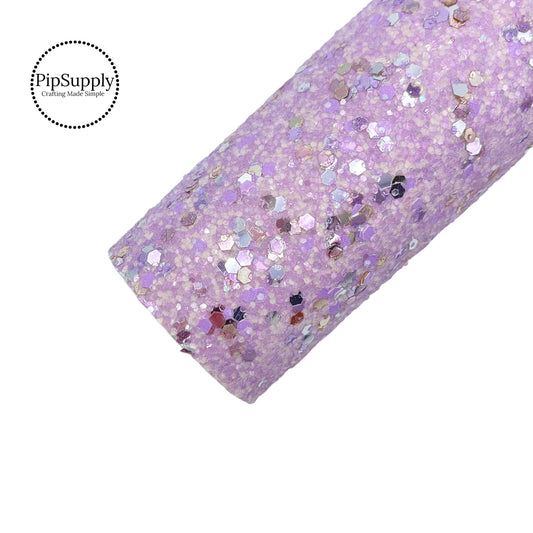 Purple confetti on lavender chunky glitter sheet