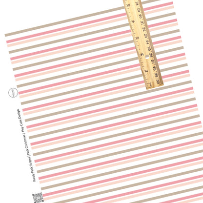 pastel pink peach cream and tan striped faux leather sheet
