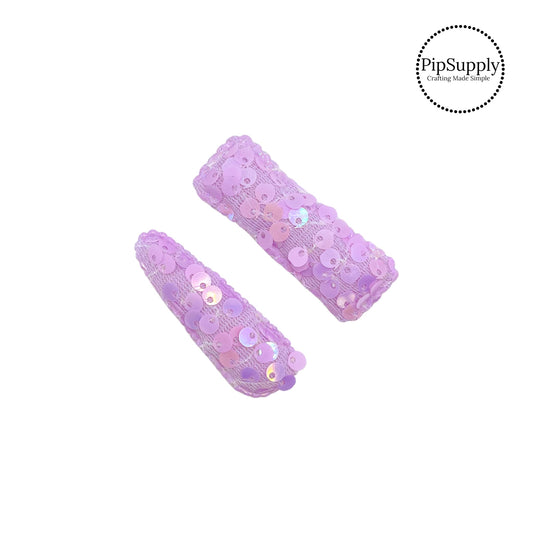 Light purple sequin padded clip cover