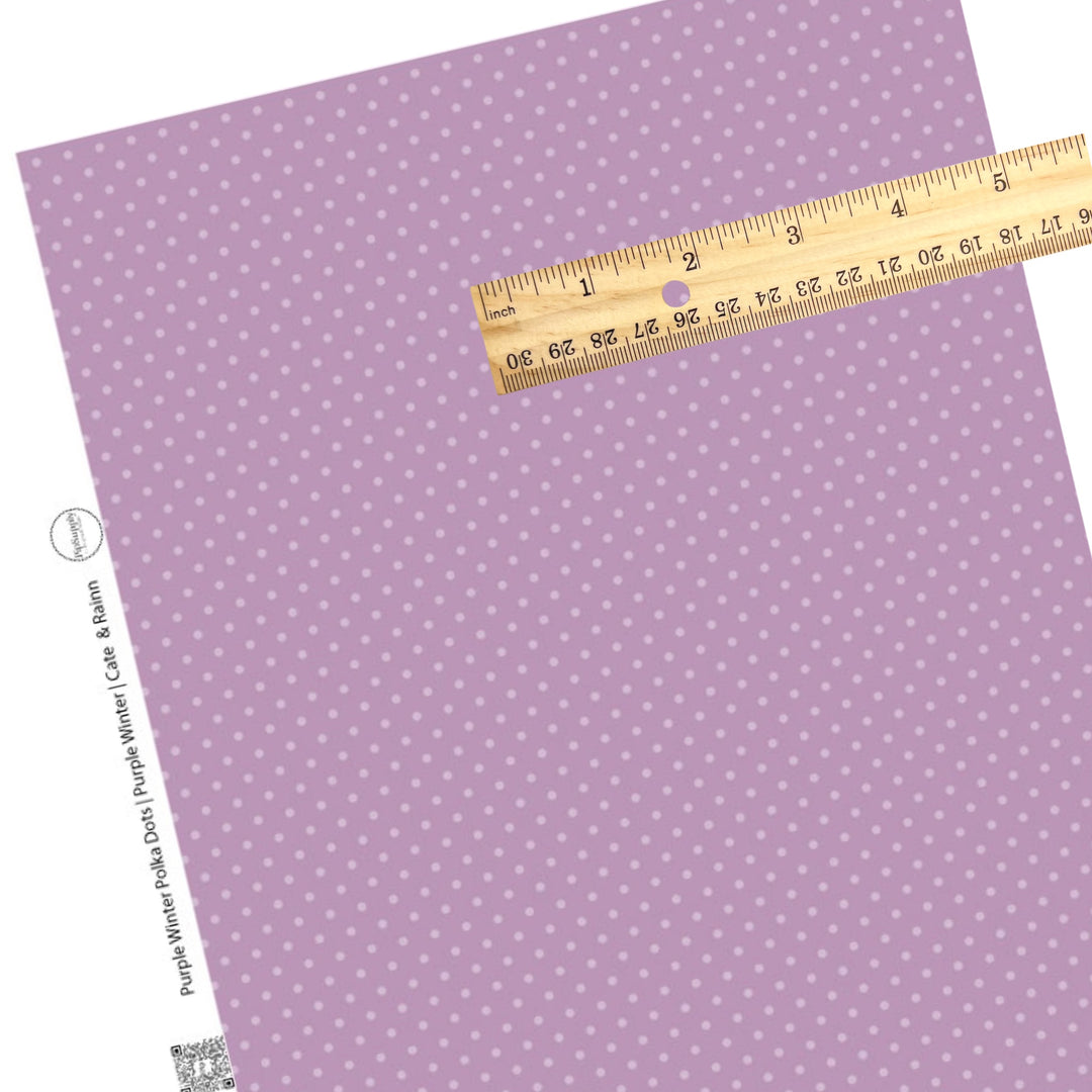 purple winter faux leather sheet with lavender polka dots