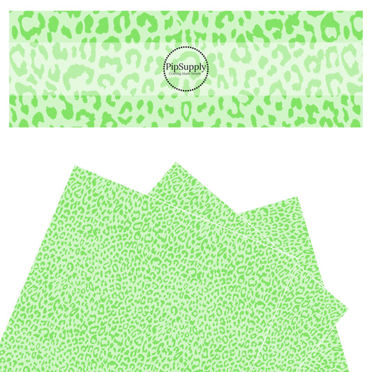 Scattered lime leopard spots on lime faux leather sheets