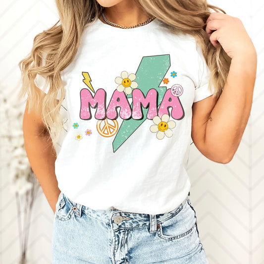 teal lighting bolt with the phrase "Mama" - Sublimation Iron on transfer 