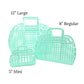 group picture of mint green jelly bags with sizes