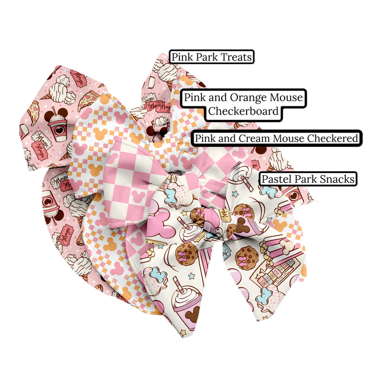 Pink and Cream Mouse Checkered Bow Strips