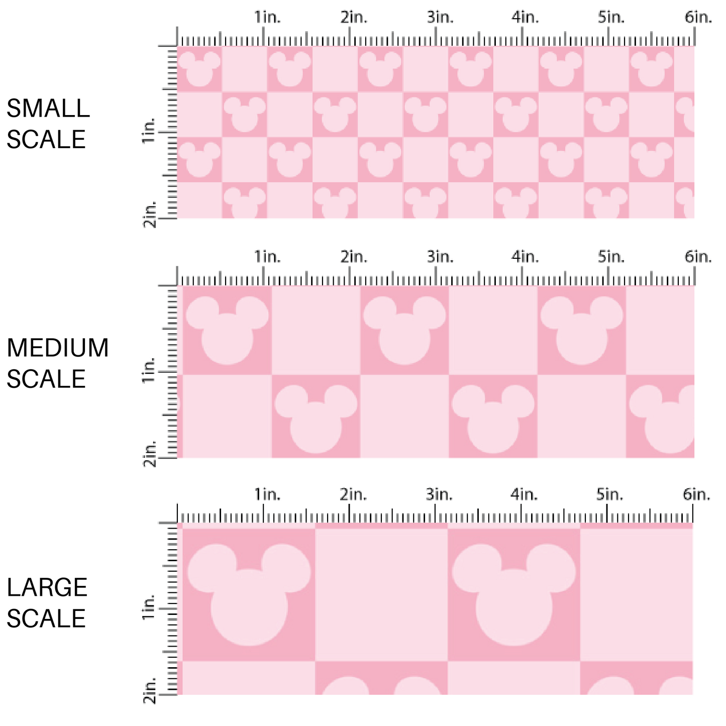 pink and light pink checkered fabric by the yard scaled image guide with mouse silhouettes