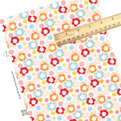 Bright multi floral on pink faux leather sheet