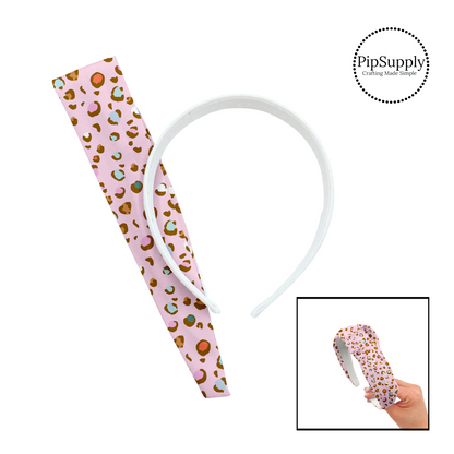 Multi cheetah spots on bubblegum pink knotted headband