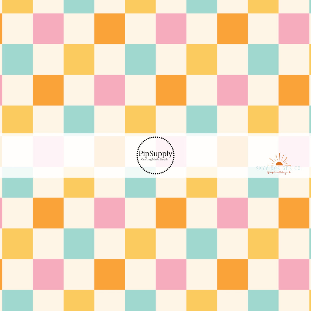 Multi checker on cream bow strips