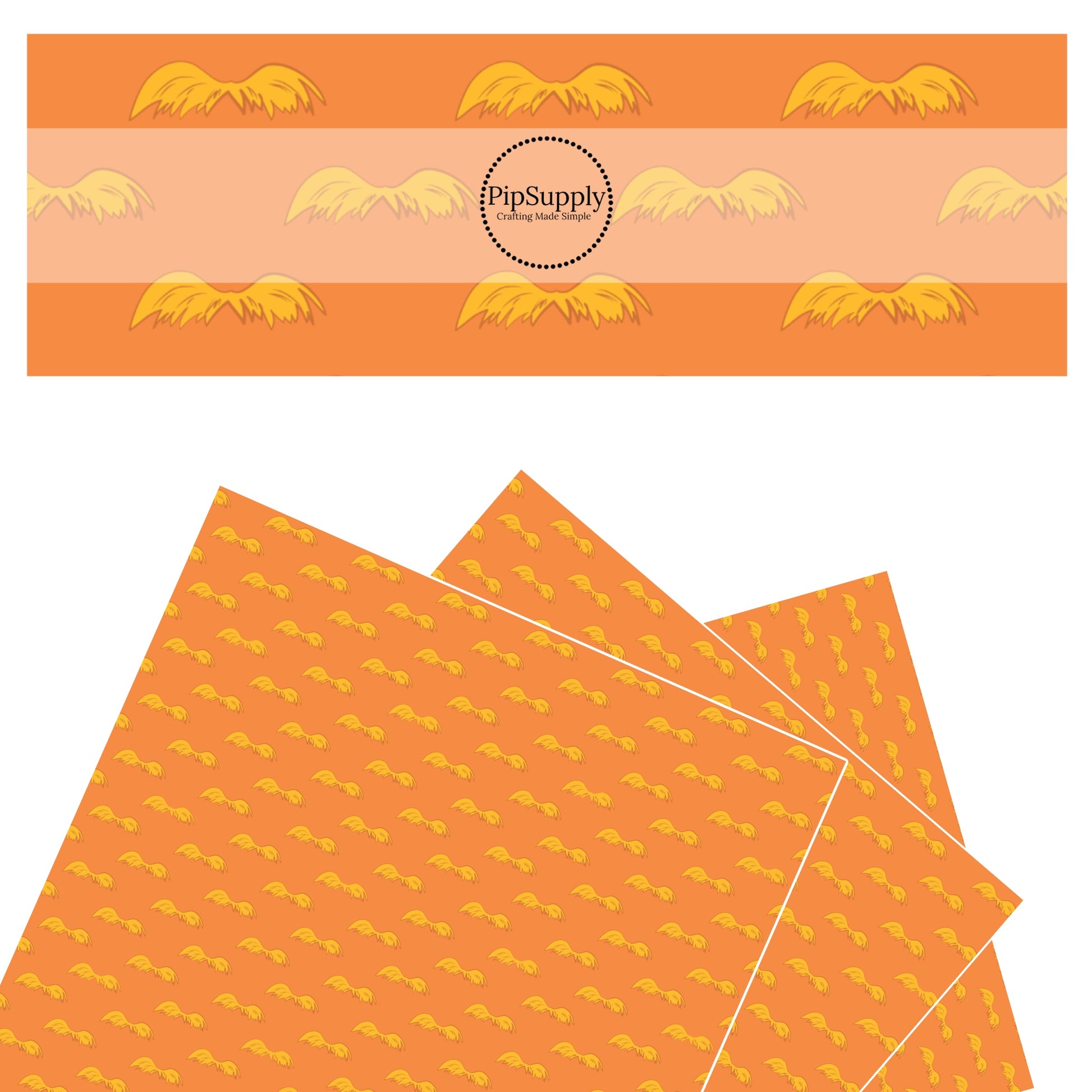 light yellow mustaches on orange faux leather sheets 