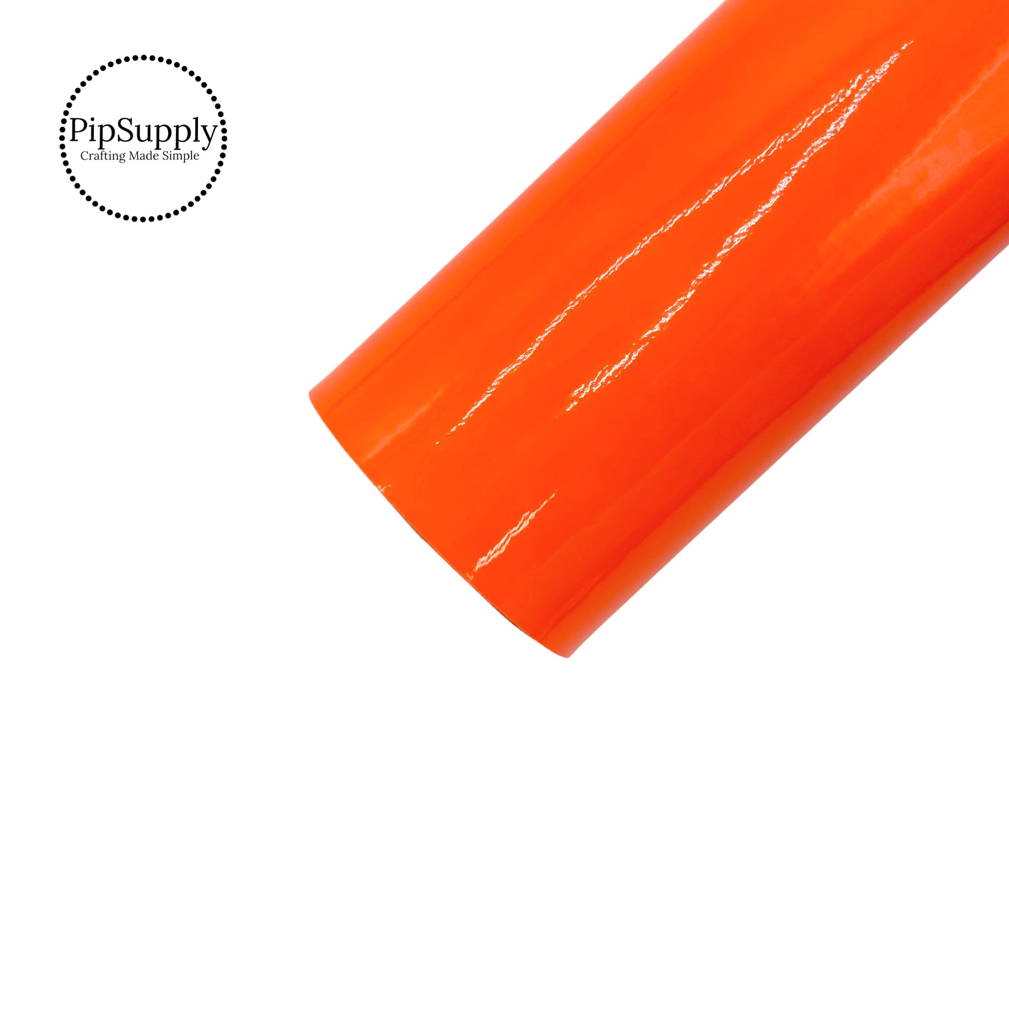 Bright Orange Solid Patent Faux Leather Sheet Summer Solid Sheet