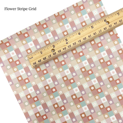 fall daisies in a checker pattern faux leather sheet from Muse Bloom Designs