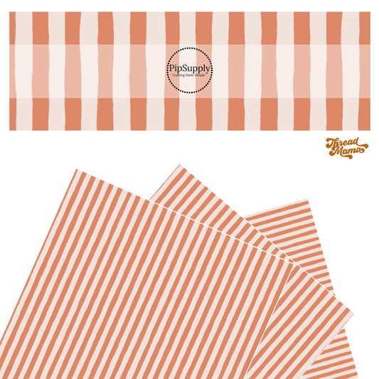 Orange and cream distressed stripe faux leather sheets