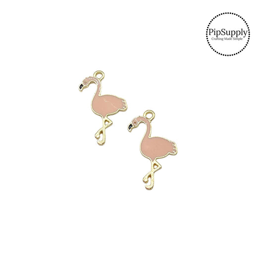Light pink flamingo with gold accents charm