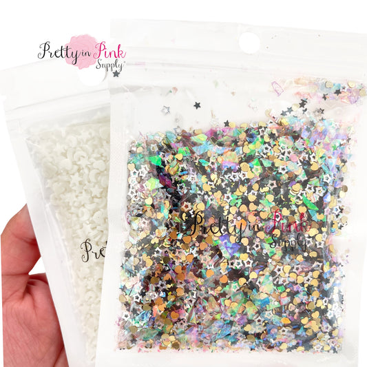 New Years sequin glitter and polymer clay slice mix.