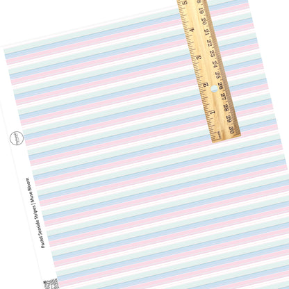 Blue, pink, white, and green pastel stripes faux leather sheet