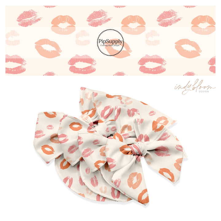 valentine pastel kiss marks bow strips