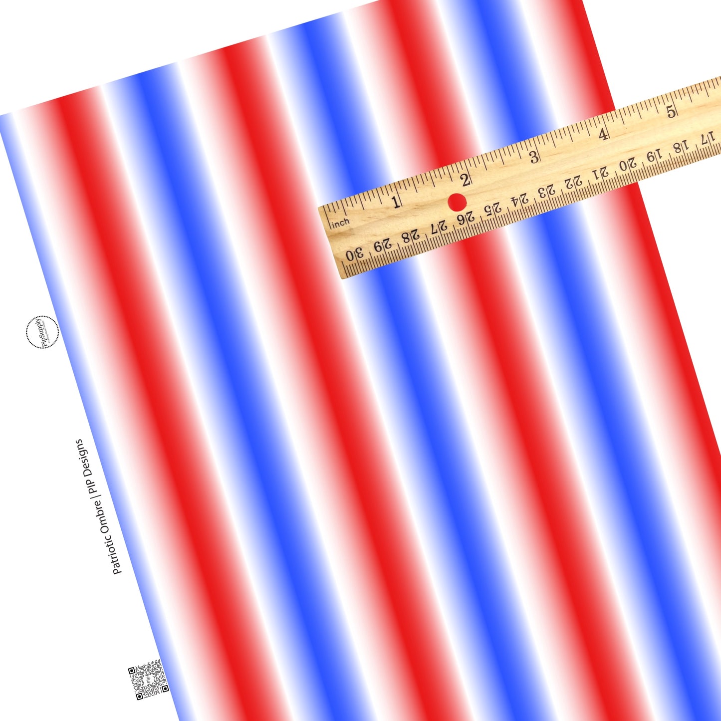 Red, white, and blue ombre blend patriotic America faux leather sheet.