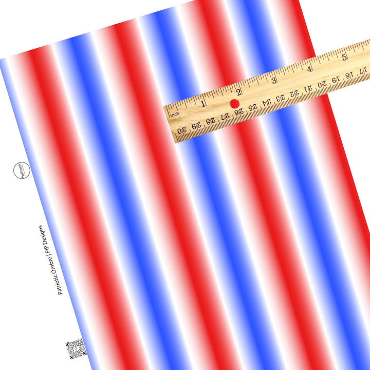 Red, white, and blue ombre blend patriotic America faux leather sheet.