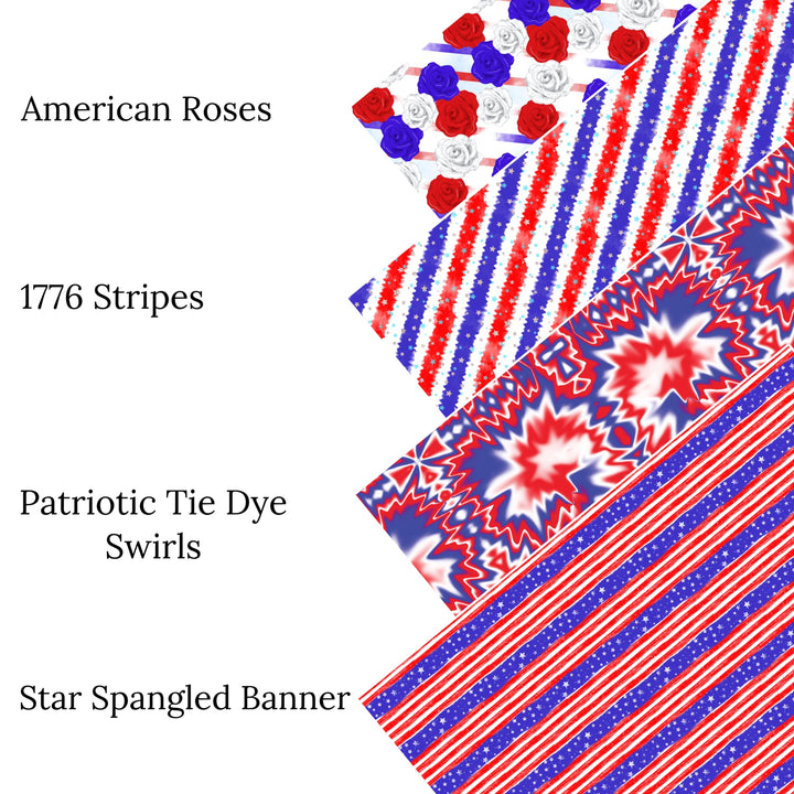 Patriotic Tie Dye Swirls Faux Leather Sheets