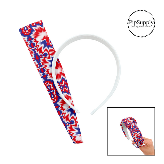 Red White and blue swirly knotted headband
