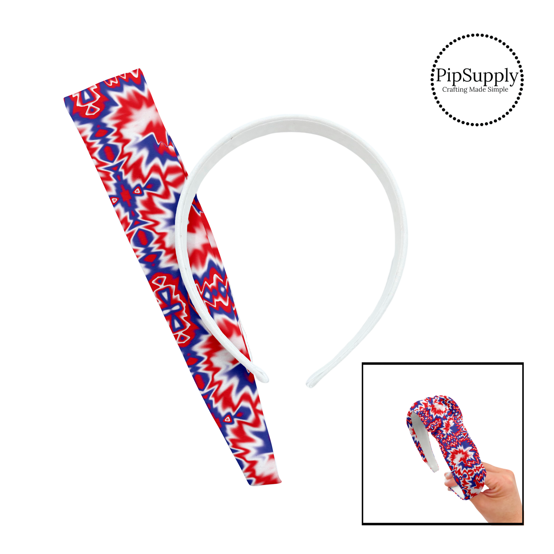 Red White and blue swirly knotted headband