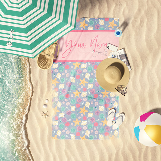 Indy Bloom Sea Shells Custom Printed Personalized Beach Towel