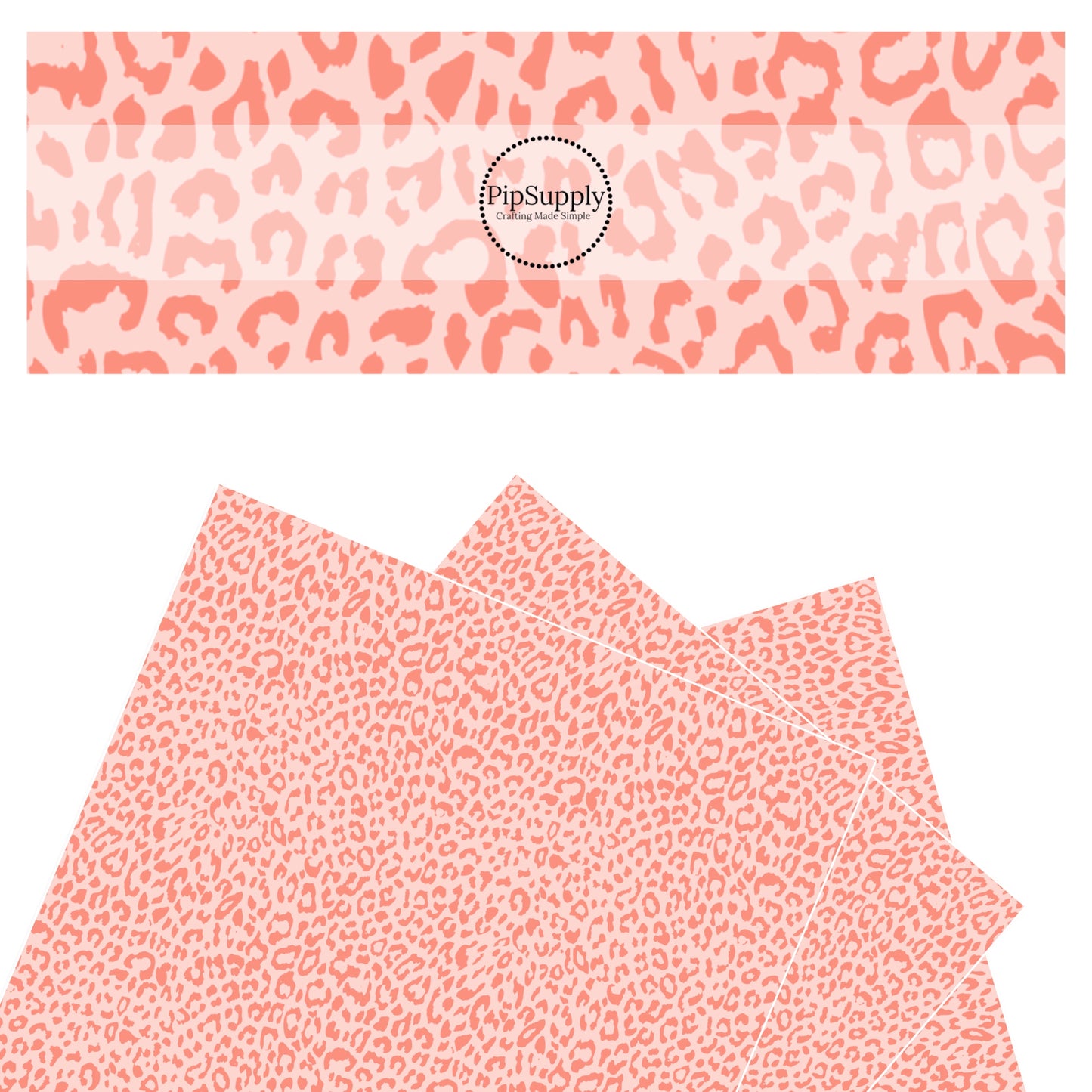 Scattered dark peach leopard print on peach faux leather sheets