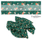 peach flowers with cream tiny flowers with green leaves on teal bow strips