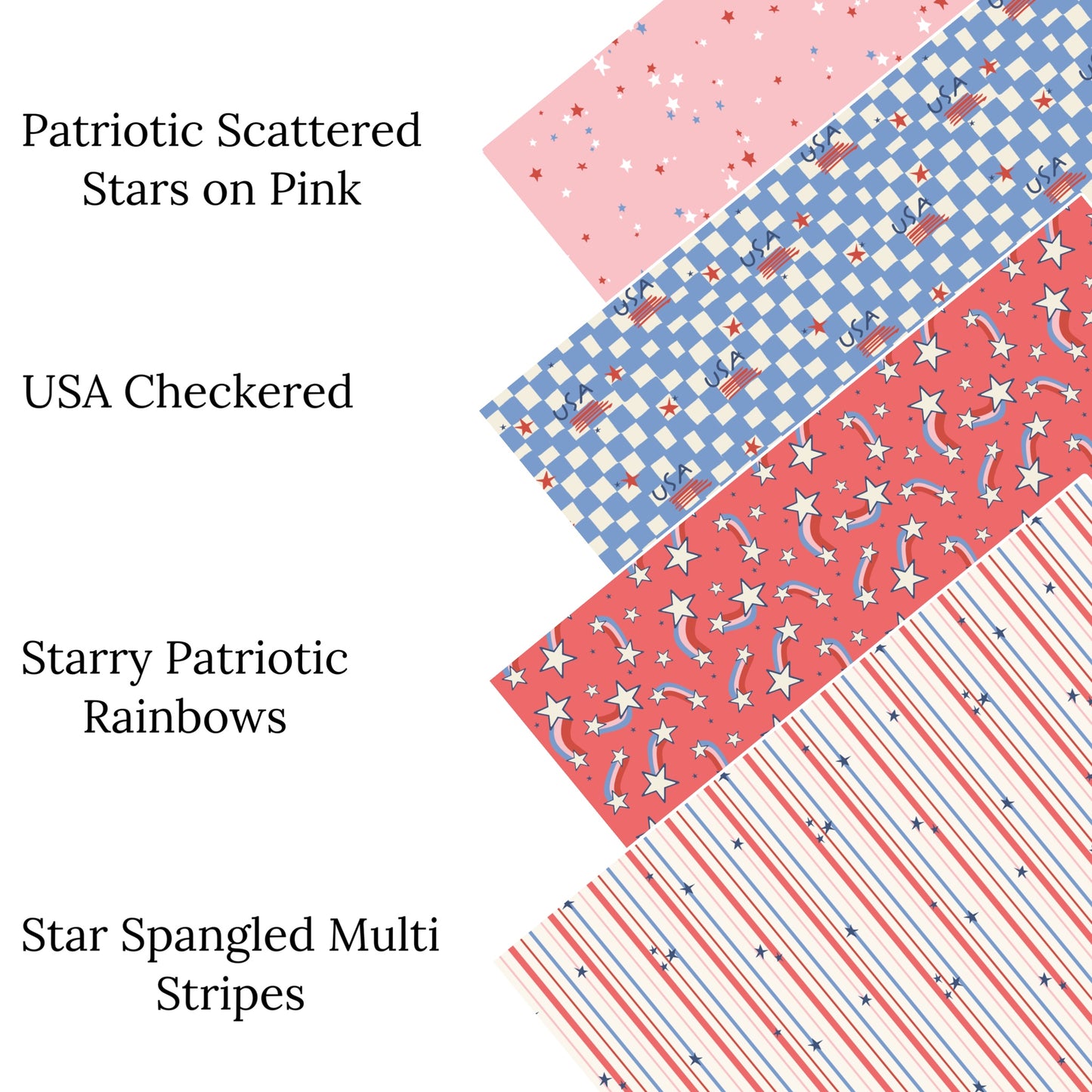Patriotic Scattered Stars on Pink Faux Leather Sheets