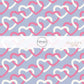 Pink and White Intertwined Valentine Hearts on a blue fabric by the yard print
