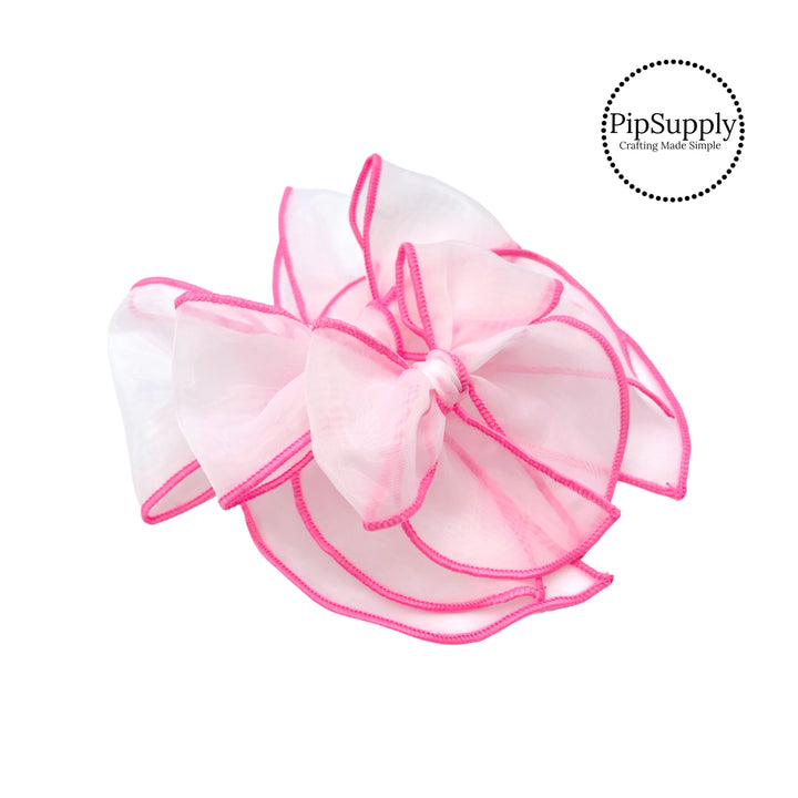 Pink and White Organza Fillable Shaker Bows