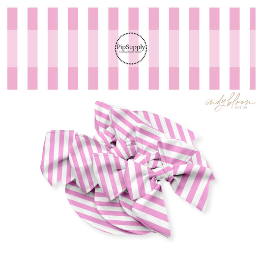 Pink and white stripe bow strips