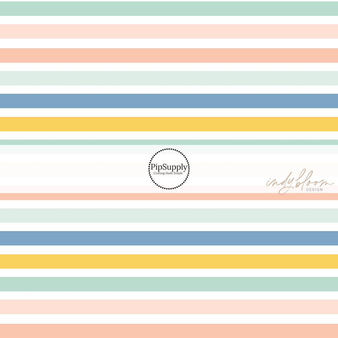 blue, mint, and peach multi stripe bow strips