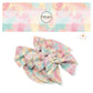 Pink, blue, orange, and yellow tie dye bow strips