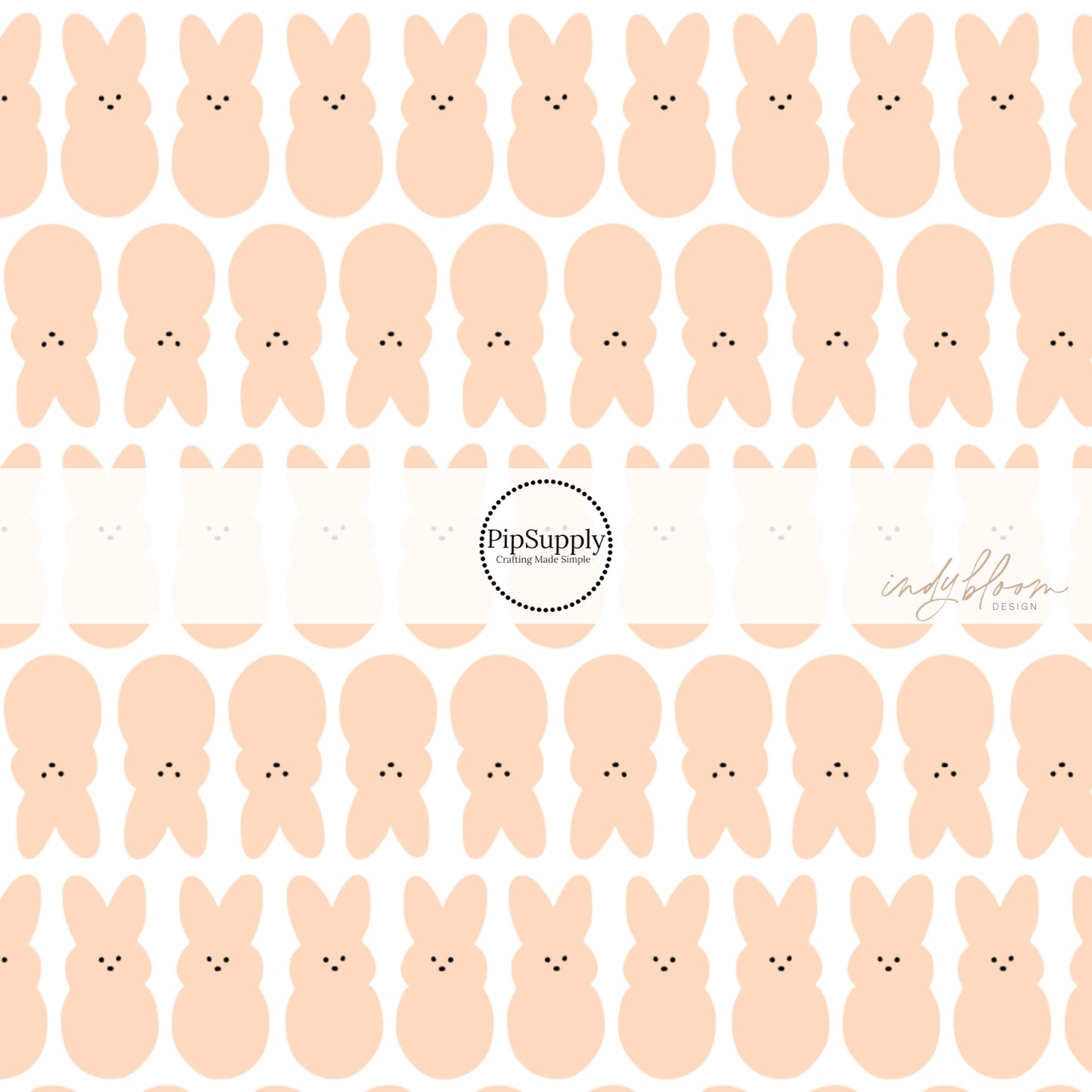 Light pink bunnies on white bow strips