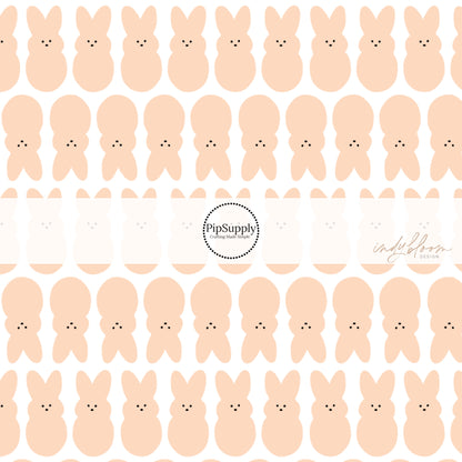 Light pink bunnies on white bow strips