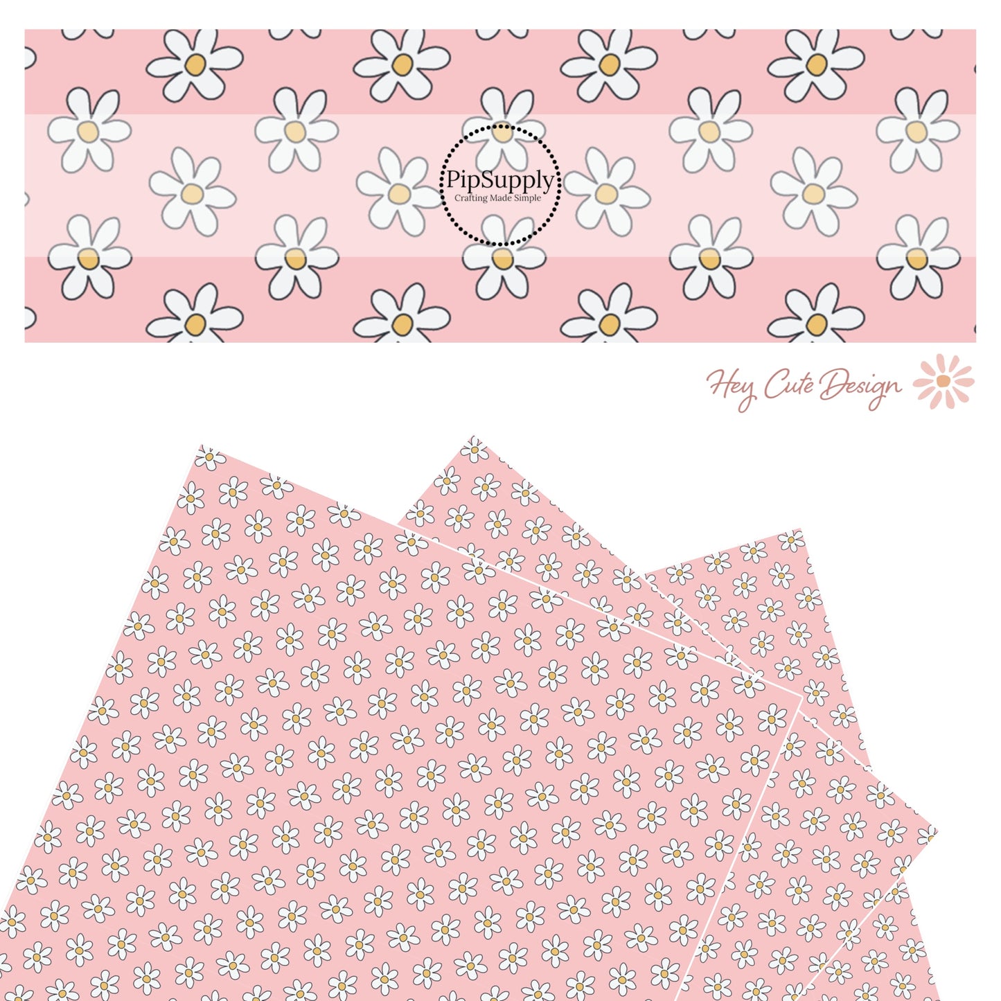 white flowers on pink faux leather sheets