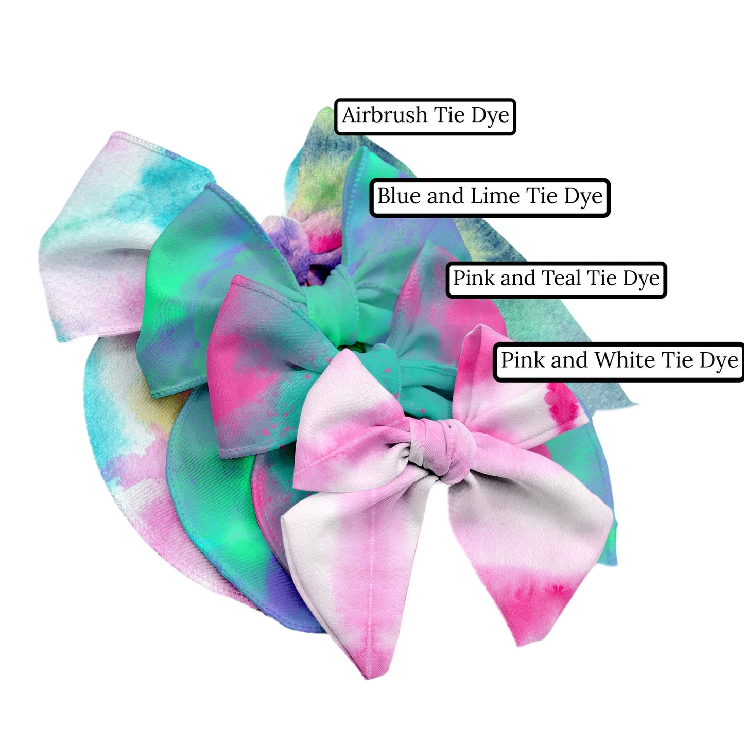 Pink and Teal Tie Dye Hair Bow Strips
